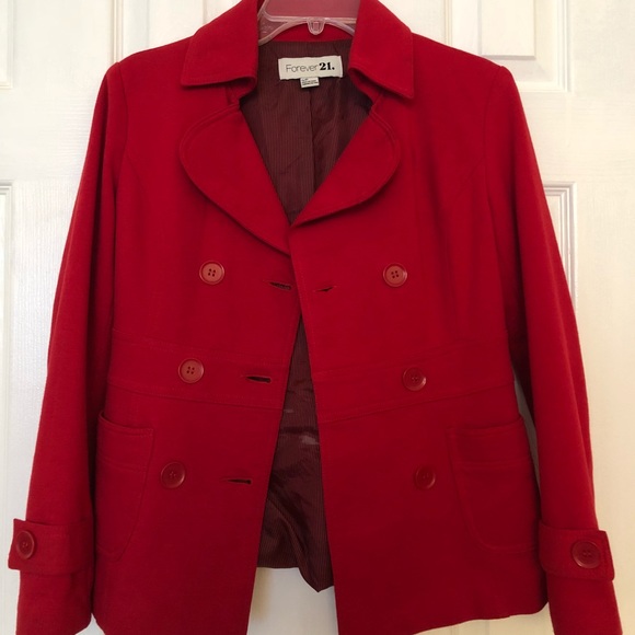 Jackets & Blazers - Bright red peacoat